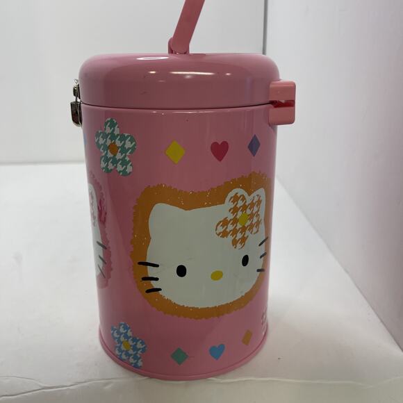 HTF Vintage 1997 Pink Sanrio Character Town Tin Storage Can - Picture 6 of 11